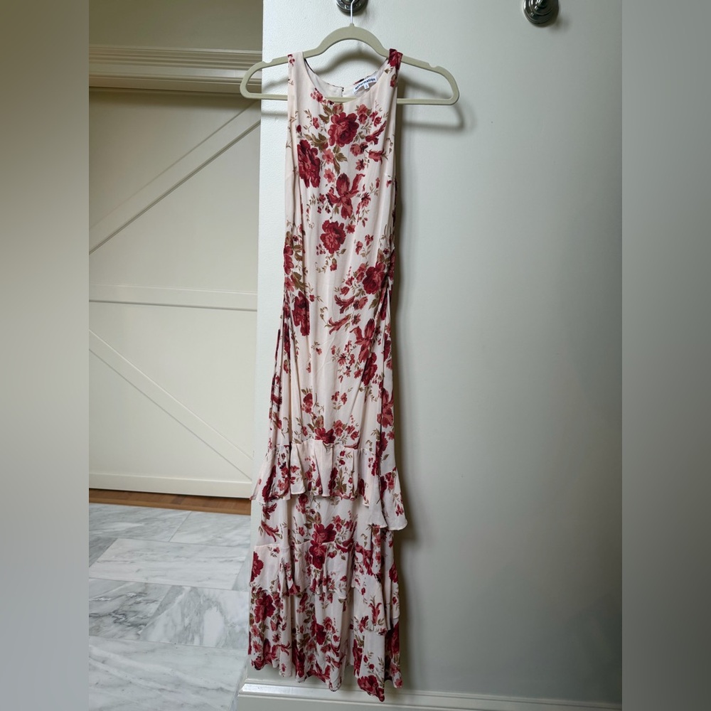 Reformation Red Floral High Low Dress